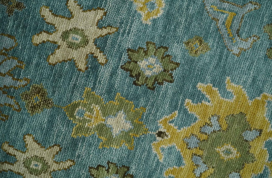 Blue and Moss Green Vintage Persian Hand Knotted, Antique Oushak 5x8, 6x9, 8x10, 9x12, 10x14, 12x15 Wool Rug, Living Room | CP815