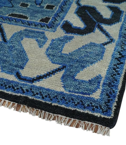 Black, Blue and Ivory Wool 5x8, 6x9, 8x10 and 9x12 Traditional Antique Vintage Persian Hand knotted Area Rug | CP822