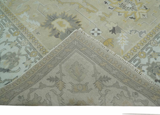 Traditional Beige, Silver and Ivory Hand knotted 10x14 Vintage Oriental Oushak Area Rug, Living Room, Dinning and Kitchen Rug | CP8241014