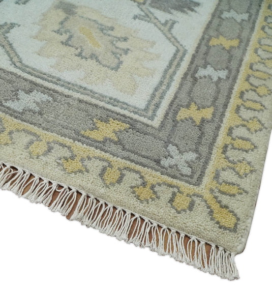 Traditional Beige, Silver and Ivory Hand knotted 10x14 Vintage Oriental Oushak Area Rug, Living Room, Dinning and Kitchen Rug | CP8241014