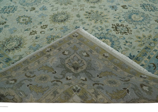 Fine Traditional Hand Knotted Beige and Blue 8x10 Fine Vintage Persian Style Antique Wool Rug | CP828810