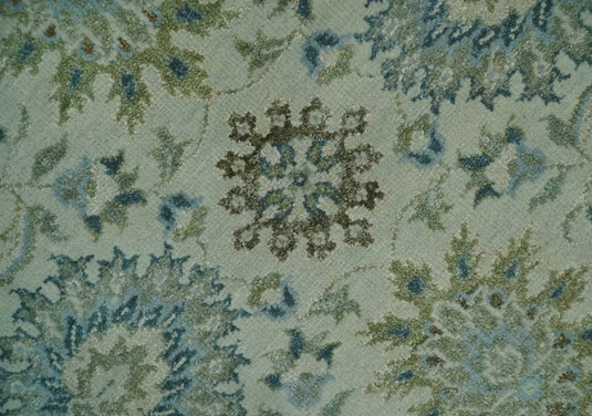 Fine Traditional Hand Knotted Beige and Blue 8x10 Fine Vintage Persian Style Antique Wool Rug | CP828810