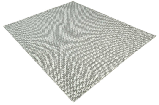 Modern Loop Pile Flatwoven Durrie Area Rug , Gray And Ivory Living Room, Dinning Room Layering Rug | CP832