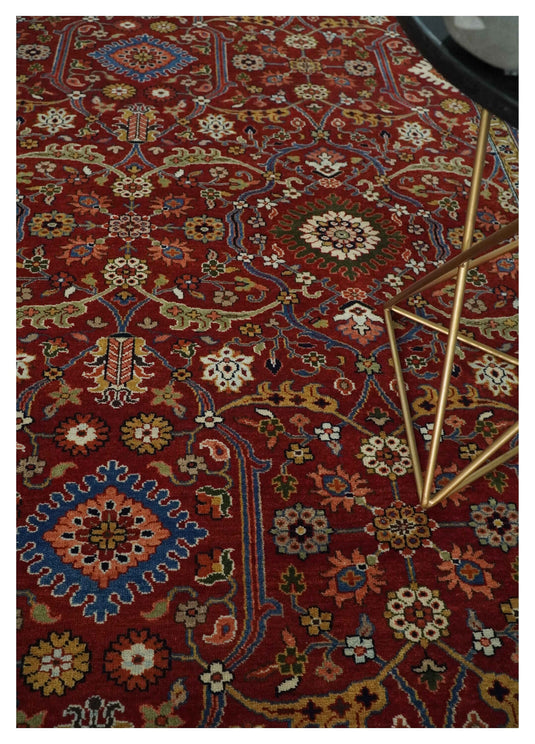 Antique Area 8x10 Red, Blue and Gold Traditional Hand Knotted Rug, Living Room, Bedroom and Dinning Rug | CP851810