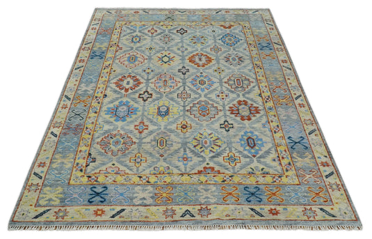 Antique Tradtional Vintage Oushak Blue, Beige and Rust 5x8,6x9,8x10,9x12,10x14 and 12x15 | CP864