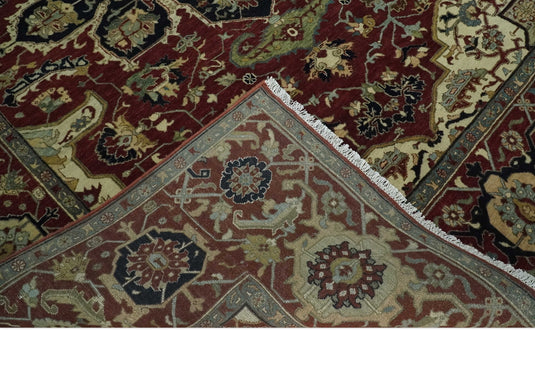 Antique Area 8x10 Red, Black and Beige Traditional Hand Knotted Rug, Living Room, Bedroom and Dinning Rug | CP865810