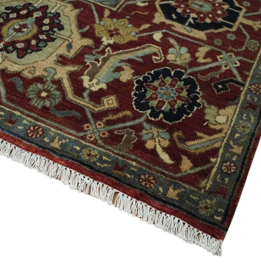 Antique Area 8x10 Red, Black and Beige Traditional Hand Knotted Rug, Living Room, Bedroom and Dinning Rug | CP865810