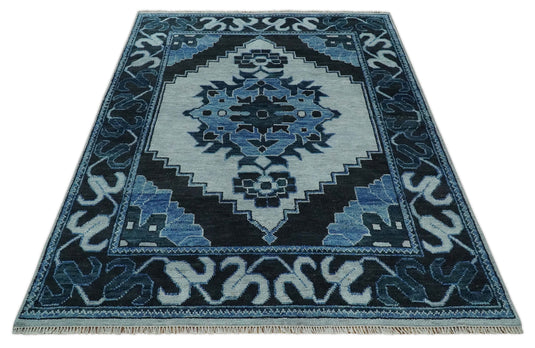 Silver,Black and Blue Wool 5x8, 6x9, 8x10 and 9x12 Traditional Antique Vintage Persian Hand knotted Area Rug | CP873