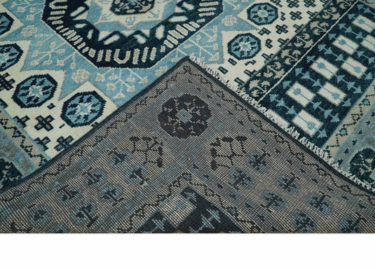 Fine Traditional Hand Knotted Mamluk Beige, Blue and Grey 8x10 Fine Vintage Persian Style Antique Wool Rug | CP875810