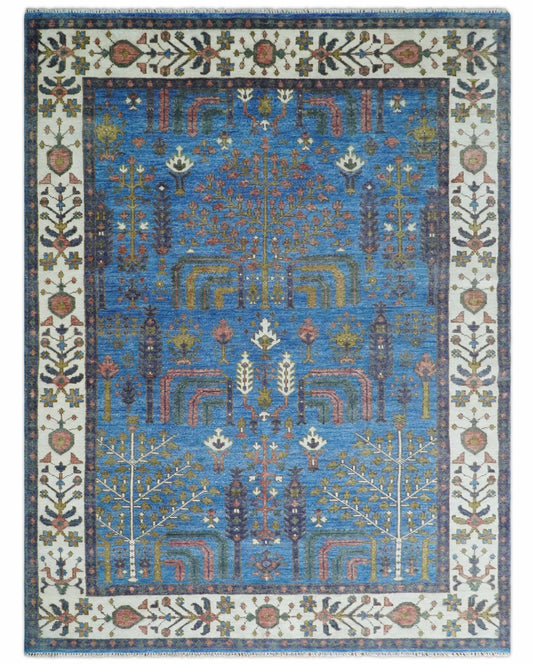 Antique Tradtional Vintage Heriz Serapi Blue and Ivory Colorful 5x8,6x9,8x10,9x12,10x14 and 12x15 Area Rug | CP879