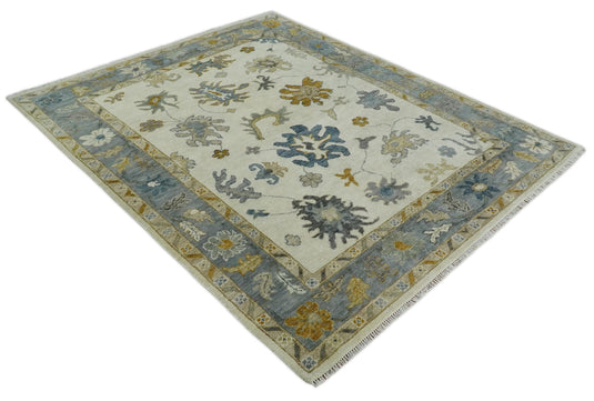 Antique Tradtional Vintage Oriental Oushak White, Blue and Brown 5x8, 6x9, 8x10, 9x12, 10x14 and 12x15 | CP910