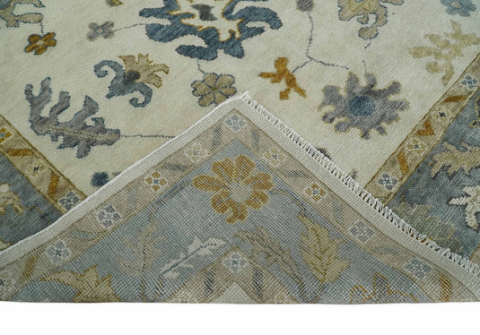 Antique Tradtional Vintage Oriental Oushak White, Blue and Brown 5x8, 6x9, 8x10, 9x12, 10x14 and 12x15 | CP910