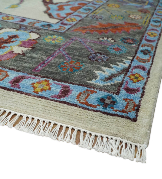 Antique Tradtional Vintage Oushak Ivory and Gray Colorful 5x8,6x9,8x10,9x12,10x14 and 12x15 Area Rug | CP915