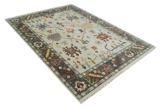 HandKnotted Oushak Rug Ivory and Gray Multi sized Ideal for Living, Bedroom, and Dining Rooms | CP916