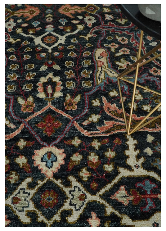 Antique Hand Knotted Vintage Oushak Wool Area Rug, Charcoal, Rust and Blue | NCP2745