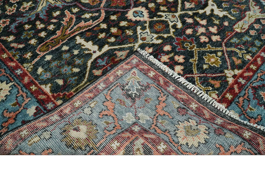 Antique Hand Knotted Vintage Oushak Wool Area Rug, Charcoal, Rust and Blue | NCP2745