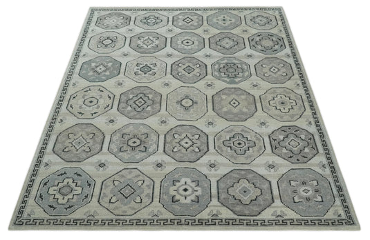 Hand Knotted Turkish Traditional Antique Persian Low Pile Area Rug, Silver, Beige and Gray  | NCP2758