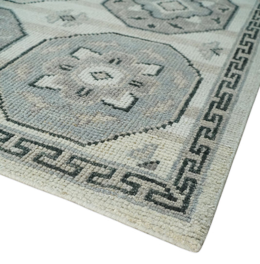 Hand Knotted Turkish Traditional Antique Persian Low Pile Area Rug, Silver, Beige and Gray  | NCP2758