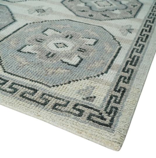 Hand Knotted Turkish Traditional Antique Persian Low Pile Area Rug, Silver, Beige and Gray  | NCP2758