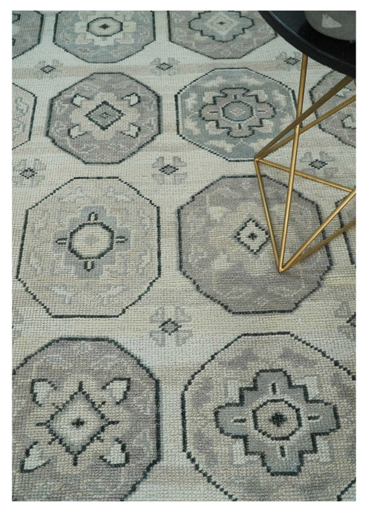 Hand Knotted Turkish Traditional Antique Persian Low Pile Area Rug, Silver, Beige and Gray  | NCP2758