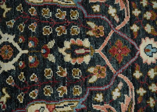 Antique Hand Knotted Vintage Oushak Wool Area Rug, Charcoal, Rust and Blue | NCP2745