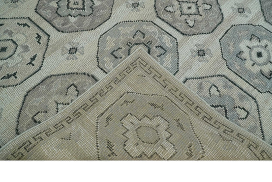 Hand Knotted Turkish Traditional Antique Persian Low Pile Area Rug, Silver, Beige and Gray  | NCP2758