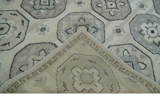 Hand Knotted Turkish Traditional Antique Persian Low Pile Area Rug, Silver, Beige and Gray  | NCP2758