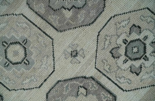Hand Knotted Turkish Traditional Antique Persian Low Pile Area Rug, Silver, Beige and Gray  | NCP2758