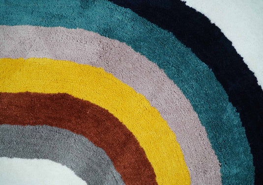 Hand Woven Soft White with Multicolored Stripes Plush  3x5, 4x6 and 5x7  Shaggy Area Rug | SHAG4