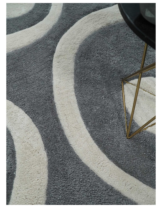 Hand Woven Soft grey and White Plush  3x5, 4x6 and 5x7 Shaggy Area Rug | SHAG6