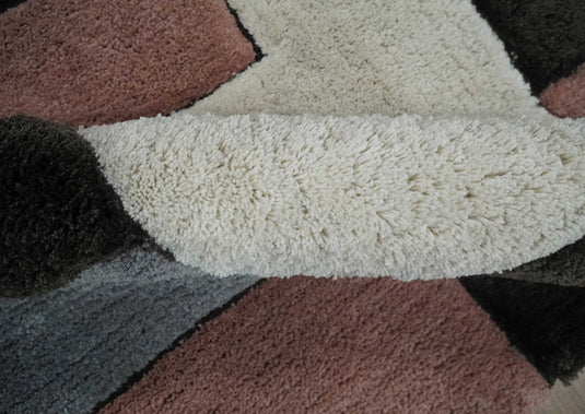 Hand Woven Soft geometric Multicolored Plush  3x5, 4x6 and 5x7  Shaggy Area Rug | SHAG7