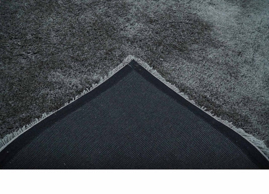 Hand Woven Soft Solid Plush  3x5, 4x6 and 5x7 Dark grey Shaggy Area Rug | SHAG8