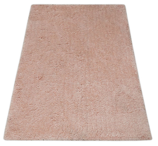 Hand Woven Soft Solid Plush  3x5, 4x6 and 5x7 Dark Pink Shaggy Area Rug | SHAG11