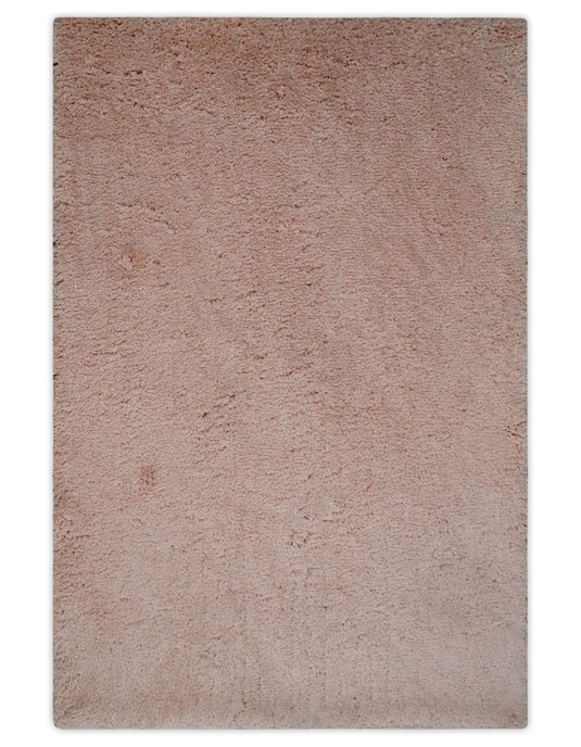Hand Woven Soft Solid Plush  3x5, 4x6 and 5x7 Dark Pink Shaggy Area Rug | SHAG11