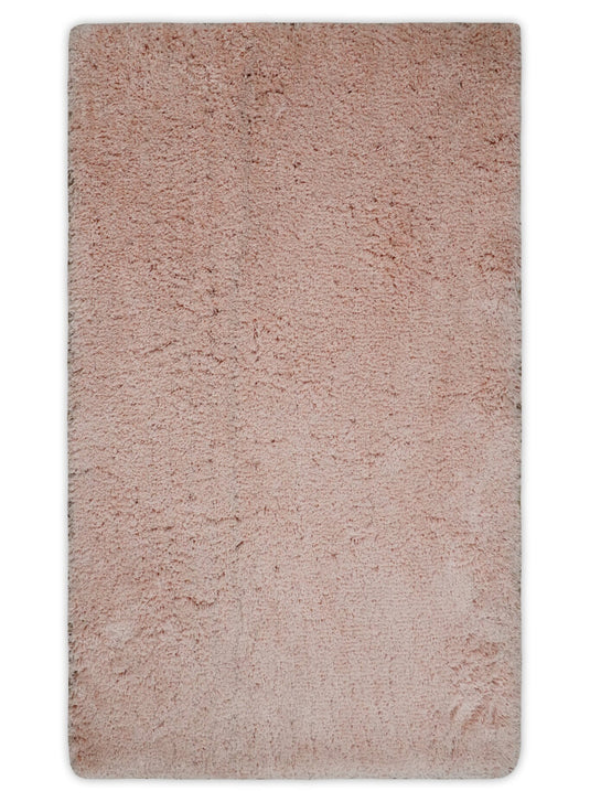 Hand Woven Soft Solid Plush  3x5, 4x6 and 5x7 Dark Pink Shaggy Area Rug | SHAG11