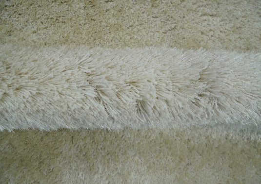 Hand Woven Soft Solid Plush  3x5, 4x6 and 5x7 Ivory Shaggy Area Rug | SHAG1