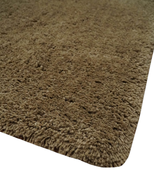 Hand Woven Soft Solid Plush  3x5, 4x6 and 5x7 Brown Shaggy Area Rug | SHAG3
