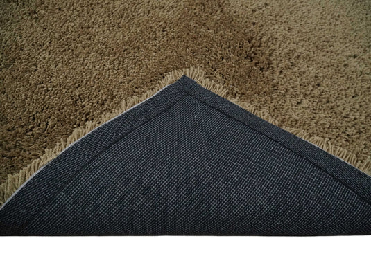 Hand Woven Soft Solid Plush  3x5, 4x6 and 5x7 Brown Shaggy Area Rug | SHAG3