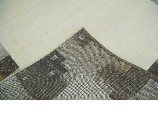 Hand Knotted modern Ivory with multicolored stripes Lori Gabbeh Traditional Antique Southwestern rug, 6X8