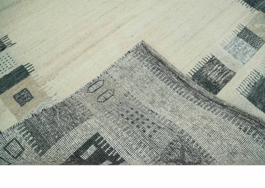 Hand Knotted modern Beige and charcoal stripes Lori Gabbeh Traditional Antique Southwestern rug, 6X8