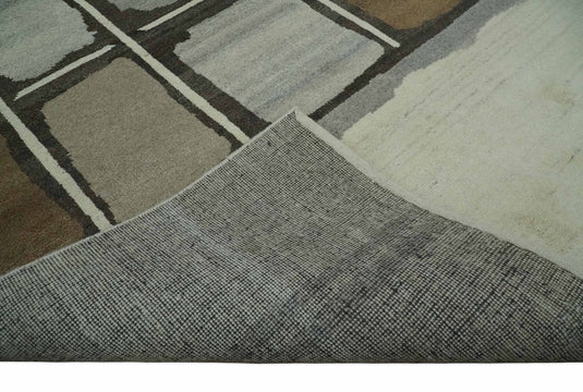 Hand Knotted modern Ivory, Brown and Charcoal Lori Gabbeh Traditional Antique Southwestern rug, 6X8