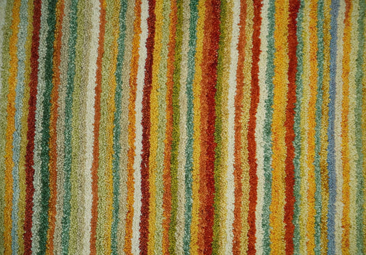 Hand Knotted modern Multicolored stripes Lori Gabbeh Traditional Antique Southwestern rug, 6X8