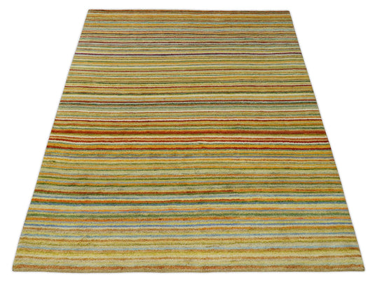 Hand Knotted modern Multicolored stripes Lori Gabbeh Traditional Antique Southwestern rug, 6X8