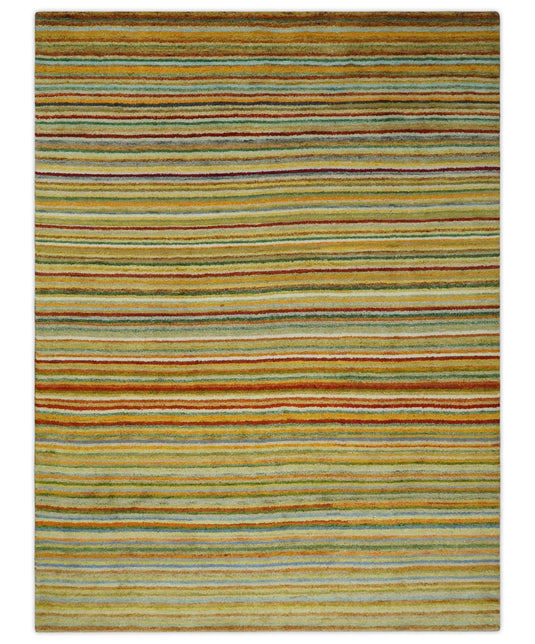 Hand Knotted modern Multicolored stripes Lori Gabbeh Traditional Antique Southwestern rug, 6X8