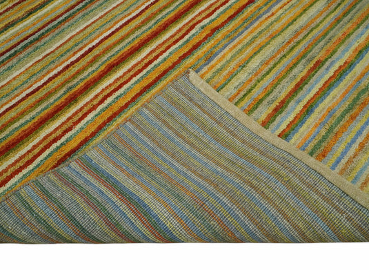 Hand Knotted modern Multicolored stripes Lori Gabbeh Traditional Antique Southwestern rug, 6X8