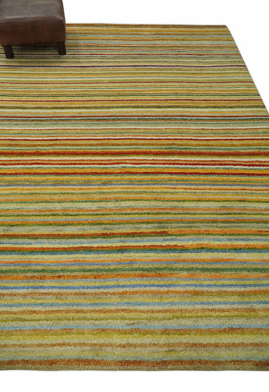 Hand Knotted modern Multicolored stripes Lori Gabbeh Traditional Antique Southwestern rug, 6X8