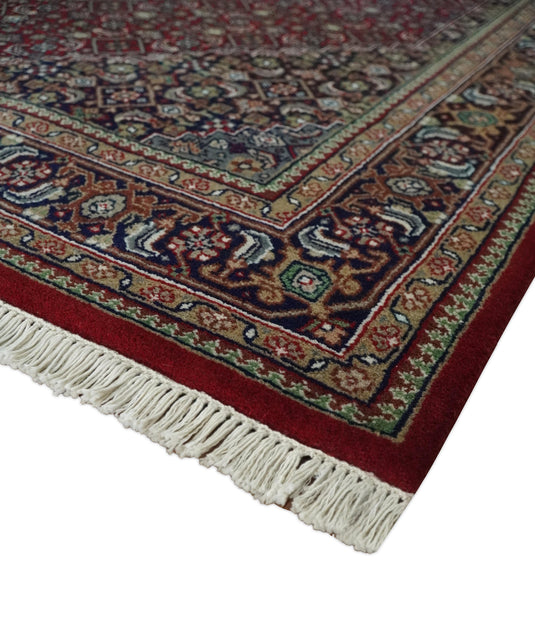 Hand knotted Antique Maroon, Black and Blue Traditional Medallion Wool area rug, 5x7