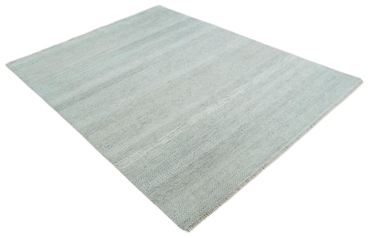 8x10 Hand Knotted Silver Grey and Ivory Trellis Scandinavian Rug Made with Fine Wool |CP945810