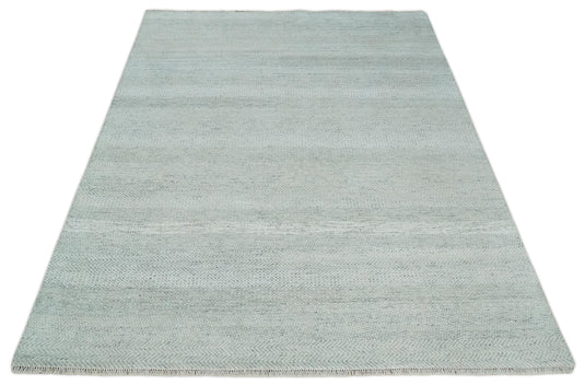 8x10 Hand Knotted Silver Grey and Ivory Trellis Scandinavian Rug Made with Fine Wool |CP945810