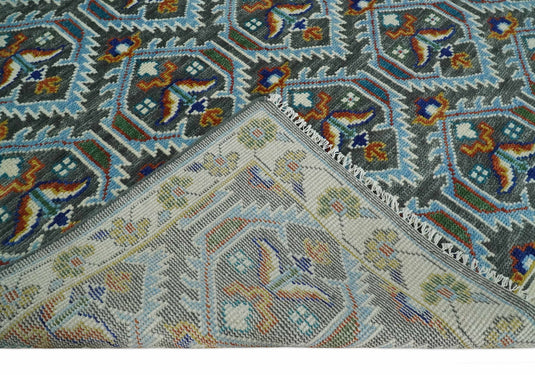 Antique Wool Charcoal, Blue and Ivory Hand Knotted 6x9, 8x10, 9x12 and 10x14 Vintage Persian Rug, Bedroom, Living Room Rug - CP948